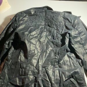 Coldwater Creek Black Leather Jacket with Textured Finish